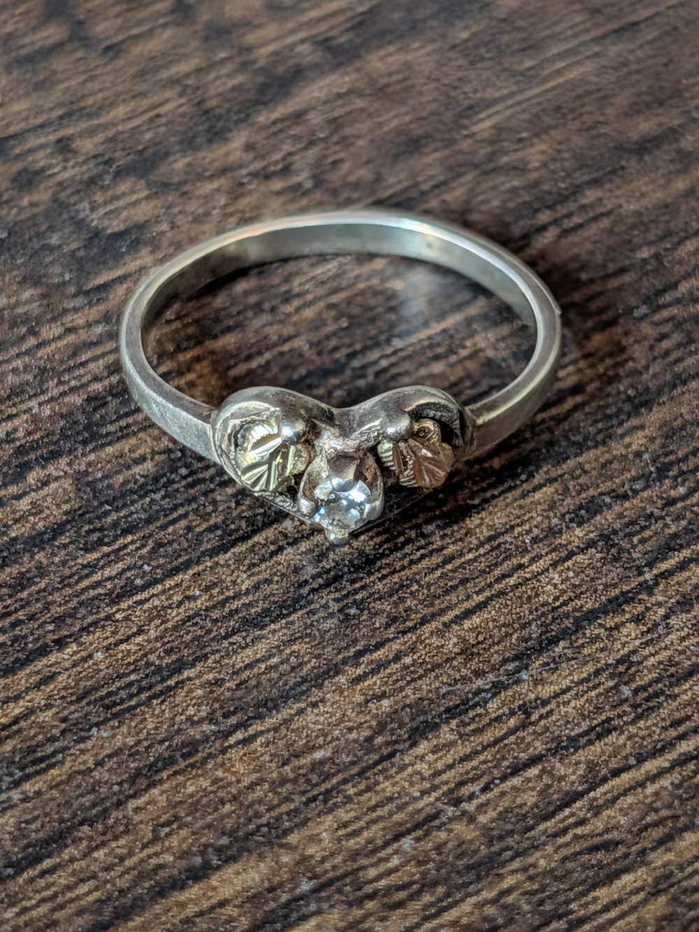 BLACK HILLS GOLD 925 & 12k Real Diamond Sterling Silver & Gold Accent Heart Ring
